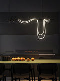 Black Metallic LED Chandelier 1200MM Long with Curly Acrylic Light - Natural White