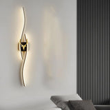 600MM Sleek Modern Black Gold Long Gold Deer LED Wall Lamp - Warm White