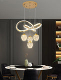 LED Golden 4 Light Curvy Pendant Chandelier Light - Warm White - Ashish Electrical India