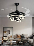 Invisible Black Rings Ceiling Fan Chandelier with Remote Control 4 Retractable ABS Blades - Warm White