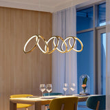 6 Ring Metal Copper Rose Gold Body Modern LED Chandelier Pendant Light Hanging Lamp - Warm White