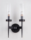 2 Light Black Metal Clear Glass Long Wall Light - Black Warm White - Ashish Electrical India