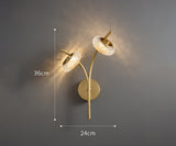 2 Light Led Crystal Golden Copper Electroplated Metal Wall Light - Warm White