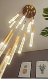 12 -LIGHT LED Gold Long CRYSTAL DOUBLE HEIGHT STAIR CHANDELIER - WARM WHITE - Ashish Electrical India
