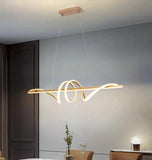 Gold LED Pendant Chandelier Twisty Curl Lights Dining Room Lamp - Warm White