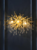 Led Glass Waterdrop Crystal Gold Metal Wall Light - Warm White