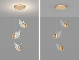 3 Light LED Gold Swan Bedside Hanging Pendant Ceiling Lamp Light Fixture - Warm White