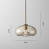 1 Light LED Semi Sphere Glass Amber Gold Pendant Lamp Ceiling Light - Warm White