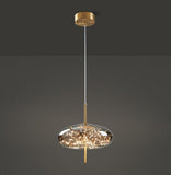 LED Fairy Big Smokey Glass Gold Pendant Lamp Ceiling Light - Warm White