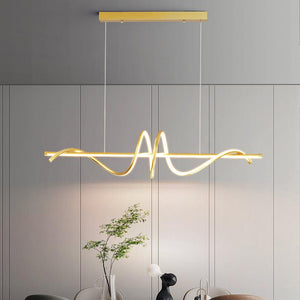 Gold LED Pendant Chandelier Twisty Curl Lights Dining Room Lamp - Warm White - Ashish Electrical India