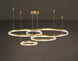 4 Light 4 Rings Big Full Spread Golden LED Chandelier Hanging Lamp - Warm White - Ashish Electrical India