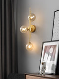 4 Light Gold Metal Amber Glass Ball Wall Light Metal - Warm White - Ashish Electrical India