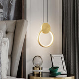 led 1 Light Modern Pendant Bedside Ceiling Lights - Gold (Round)