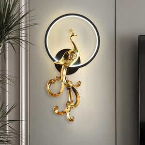 500MM Modern Black Gold Long Gold Bird LED Wall Lamp - Warm White