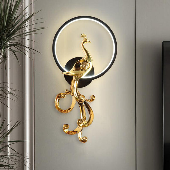 500MM Modern Black Gold Long Gold Bird LED Wall Lamp - Warm White - Ashish Electrical India