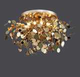 500 MM Gold Leaf Metal LED Chandelier Hanging Suspension Lamp - Warm White - Ashish Electrical India