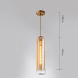 LED Gold Long Amber Glass Pendant Lamp Ceiling Light - Warm White