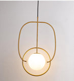 1 Light LED Gold Frosted Ball Pendant Lamp Chandelier Ceiling Light - Warm White - Ashish Electrical India