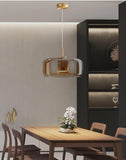 1 Light LED Glass Smokey Gold Pendant Ceiling Light - Warm White