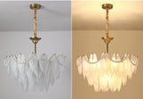 600 MM Frost Feather Glass Gold Metal LED Chandelier Hanging Suspension Lamp - Warm White