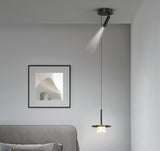 Modern Long Black LED Wall Pendant Lamp with Spot for Bedside - Warm White