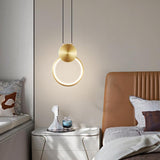 led 1 Light Modern Pendant Bedside Ceiling Lights - Gold (Round)