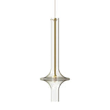 1-Light LED Gold Long Curvy Amber Glass Pendant Lamp Ceiling Light - Warm White
