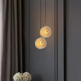 led 1-Light Gold Glass Disc Hanging Pendant Ceiling Light - Natural White
