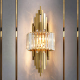 600MM Led Glass Crystal Electroplated Copper Gold Metal Wall Light - Warm White