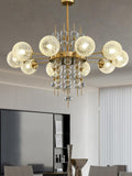 8 Light Metal Clear Glass Chandelier Ceiling Lights Hanging - Warm White - Ashish Electrical India