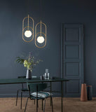 1 Light Modern LED Gold Frosted Ball Oval Pendant Lamp Chandelier Ceiling Light Dining Room - Warm White