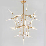 25 Light Gold Frosted Glass Spike Chandelier Ceiling Lights Hanging - Warm White - Ashish Electrical India