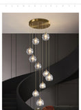12-LIGHT LED Sturdy Glass GOLD DOUBLE HEIGHT LONG CHANDELIER - WARM WHITE