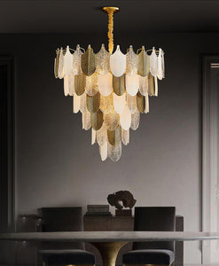 500 MM 5 Layers Frost Clear Glass Gold Metal LED Chandelier Hanging Suspension Lamp - Warm White