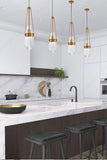 1 Light LED Amber Glass Ball Gold Pendant Lamp Ceiling Light - Warm White