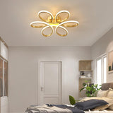 6 Light Curvy Gold Brass Plated Modern LED Chandelier Lamp - Warm White - Ashish Electrical India