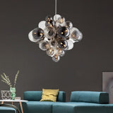 25 Light Silver Metal Smokey Clear Glass Chandelier Ceiling Lights Hanging - Warm White