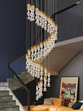 35-LIGHT LED CRYSTAL Twisted DOUBLE HEIGHT STAIR CHANDELIER - WARM WHITE