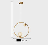 Led Electroplated Gold Ring Glass Crystal Hanging Pendant Ceiling Light - Warm White