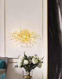 Led Glass Waterdrop Crystal Gold Metal Wall Light - Warm White