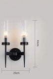 2 Light Black Metal Clear Glass Long Wall Light - Black Warm White - Ashish Electrical India