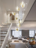 8-LIGHT LED Swan  DOUBLE HEIGHT STAIR CHANDELIER - WARM WHITE