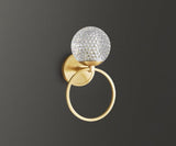 Led Ring Glass Crystal Gold Metal Wall Light - Warm White