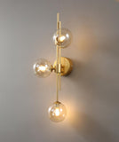 4 Light Gold Metal Amber Glass Ball Wall Light Metal - Warm White