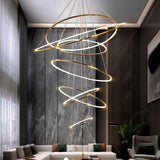 9 LIGHTS 9 RINGS GOLD BODY LED CHANDELIER HANGING LAMP - WARM WHITE - Ashish Electrical India