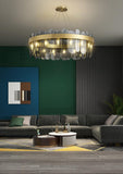 600 MM Gold Brass Metal Smokey Glass LED Chandelier Hanging Suspension Lamp - Warm White - Ashish Electrical India