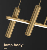 8 Led Brass Gold Body Modern Linear LED Chandelier Pendant Light Hanging Suspension Lamp - Warm White