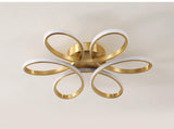 6 Light Curvy Gold Brass Plated Modern LED Chandelier Lamp - Warm White