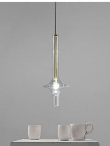 1-Light LED Gold Long Curvy Amber Glass Pendant Lamp Ceiling Light - Warm White - Ashish Electrical India