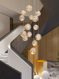 15-LIGHT LED GLASS FAIRY LIGHT DOUBLE HEIGHT DUPLEX STAIR CHANDELIER - WARM WHITE